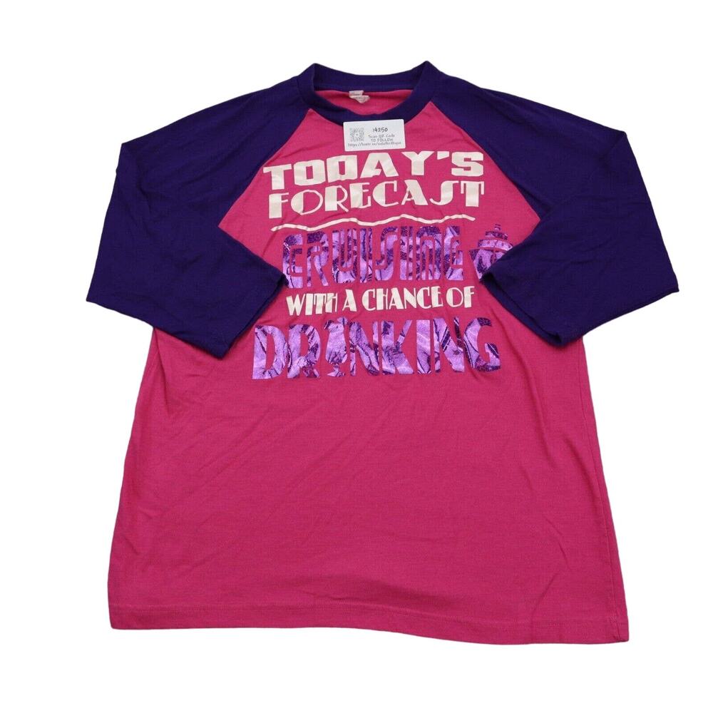 Laviva Shirt Mens M Pink Quarter Raglan Sleeve Crew Neck Graphic Print T Shirt